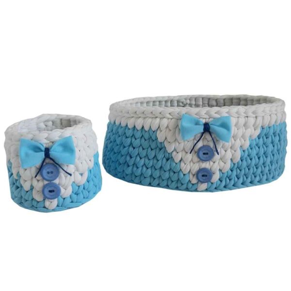 Set of 2 Crochet Storage Baskets Yarn Model Dina