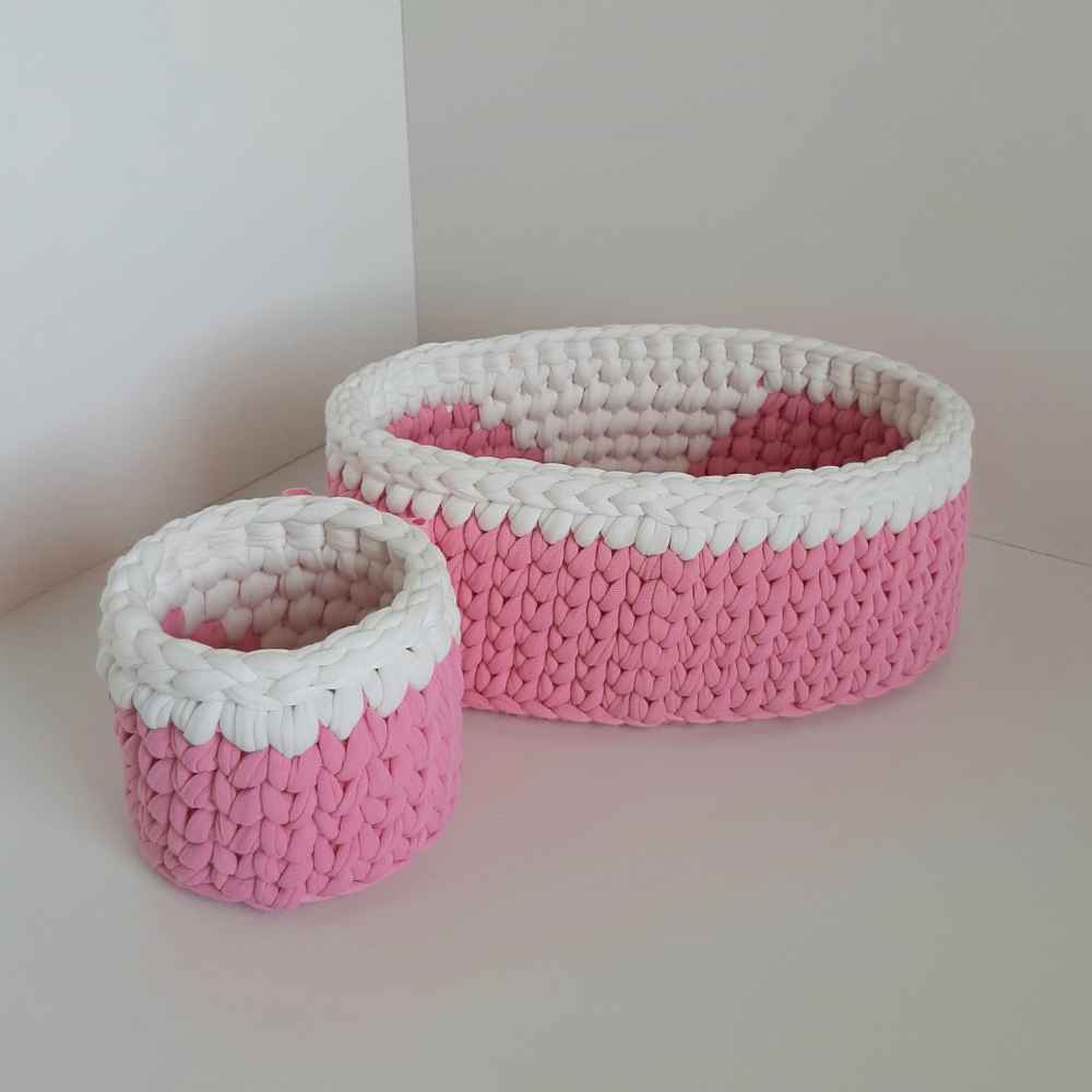 Set of 2 Crochet Storage Baskets Yarn Model Donya