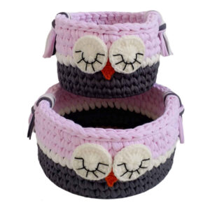 Set of 2 Crochet Fabric Organisers Model Owl