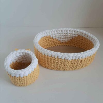 Set of 2 Crochet Storage Baskets Yarn Model Sara