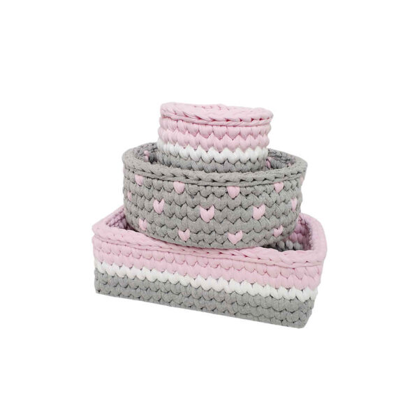 Set of 3 Crochet Storage Baskets Yarn Model Baby