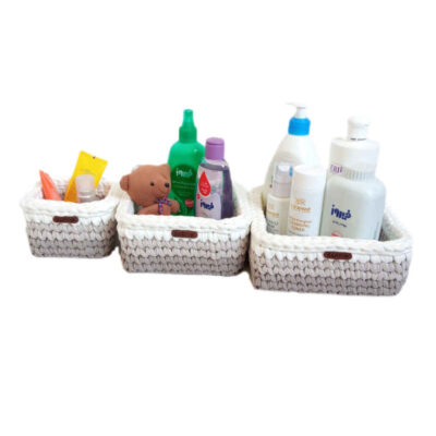 Set of 3 Crochet Storage Baskets Yarn Model Gandom