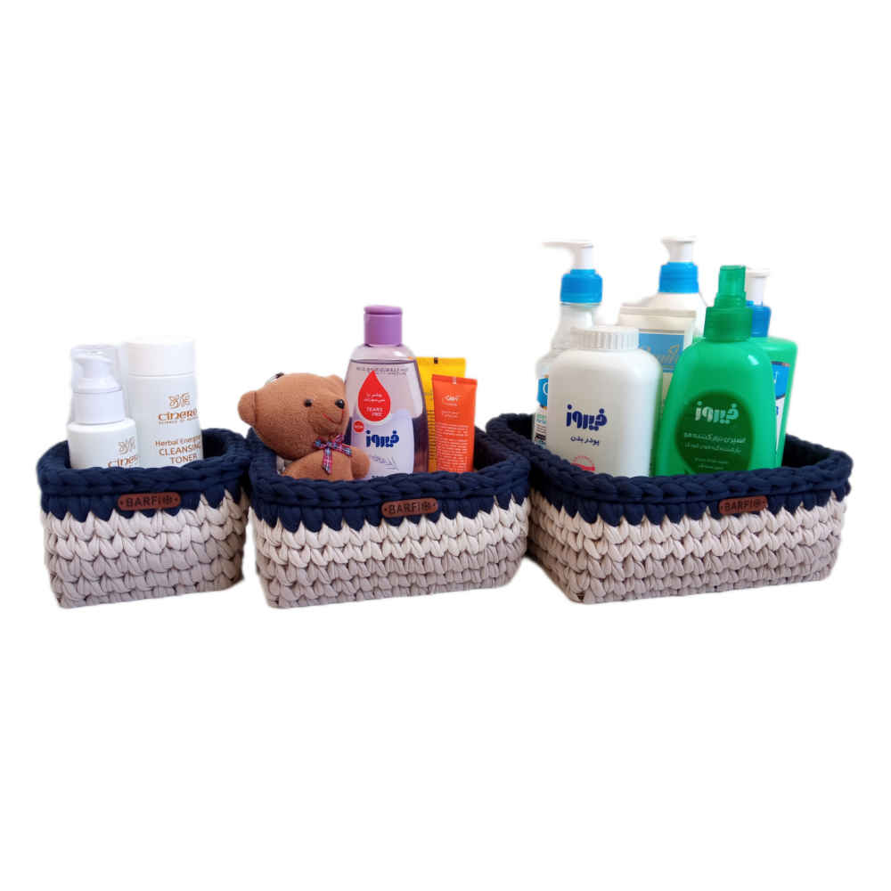 Set of 3 Crochet Storage Baskets Yarn Model Kian
