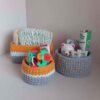 Set of 3 Crochet Storage Baskets Yarn  Model Roya