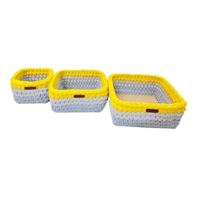 Set of 3 Crochet Storage Baskets Yarn Model Yalda