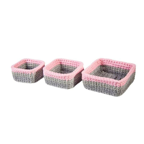 Set of 3 Crochet Storage Baskets Yarn Model Yas