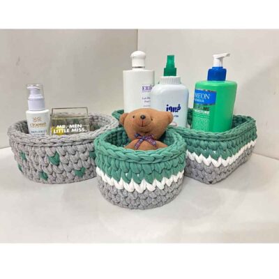 Set of 3 Crochet Storage Baskets Yarn Model Zina