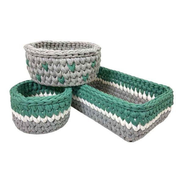Set of 3 Crochet Storage Baskets Yarn Model Zina