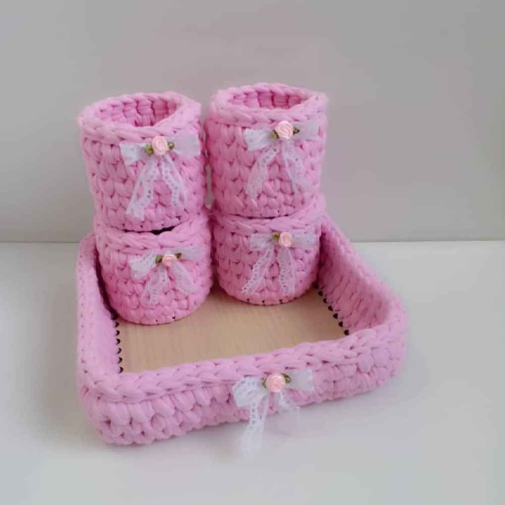 Set of 5 Crochet Storage Baskets Yarn Model Rima