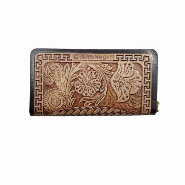 Persian Leather Long Wallet for Women with Alma Design