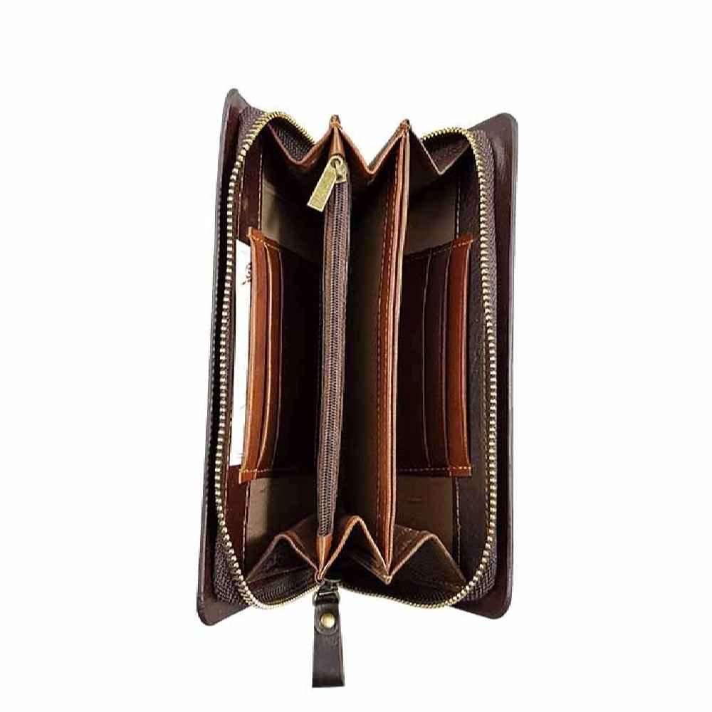 Persian Leather Long Wallet for Women with Hasiri Design