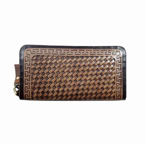 Persian Leather Long Wallet for Women with Hasiri Design