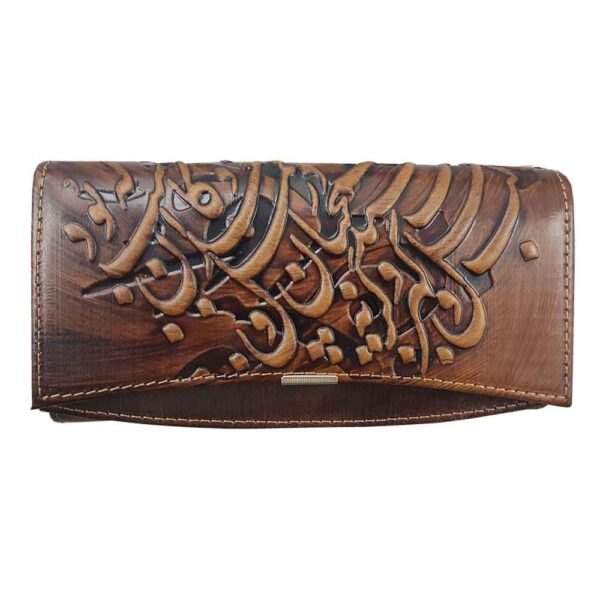 Persian Leather Long Wallet for Women with Jahan Design
