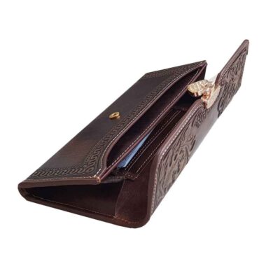 Persian Leather Long Wallet for Women with Negar Design