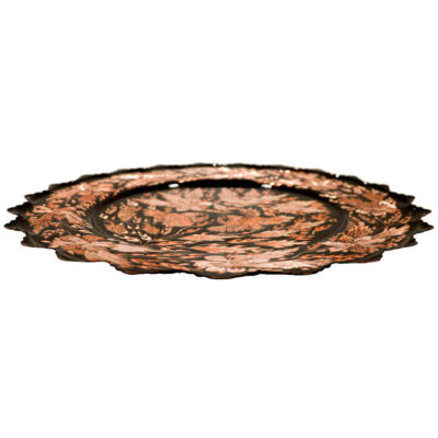 Persian Decorative Copper Engraved Wall Plate Floral