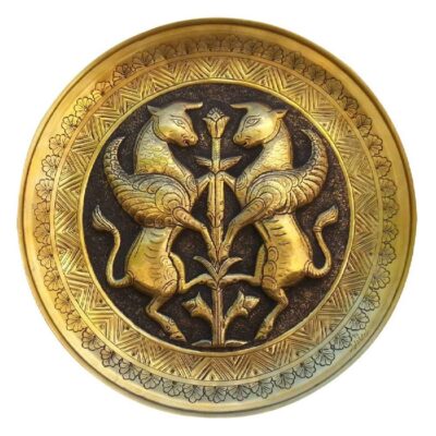 Persian Decorative Copper Engraved Plate Galaza