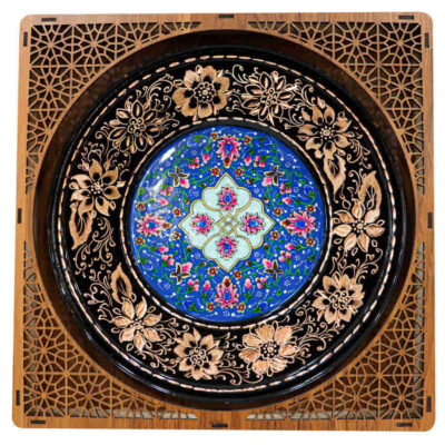 Persian Decorative Copper Engraved Plate Honar Floral