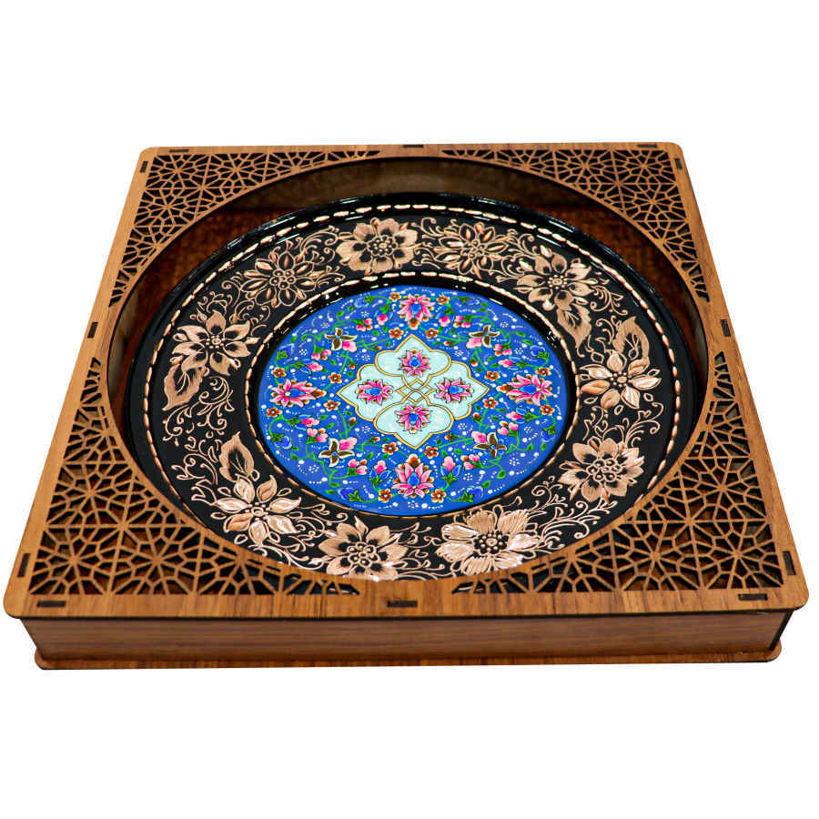 Persian Decorative Copper Engraved Wall Plate Honar Floral