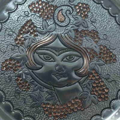 Persian Decorative Copper Engraved Wall Plate Khatoon
