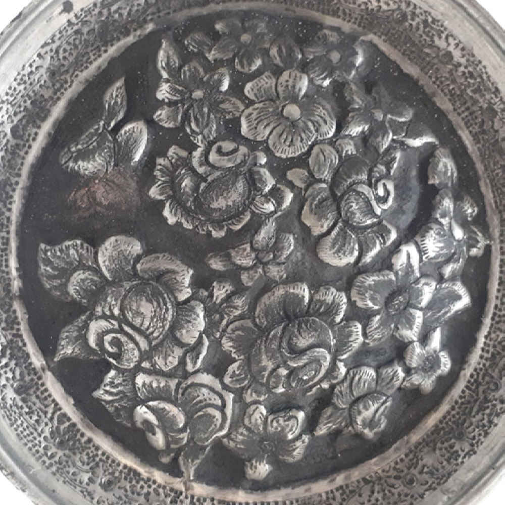 Persian Decorative Copper Engraved Wall Plate Rose Flower