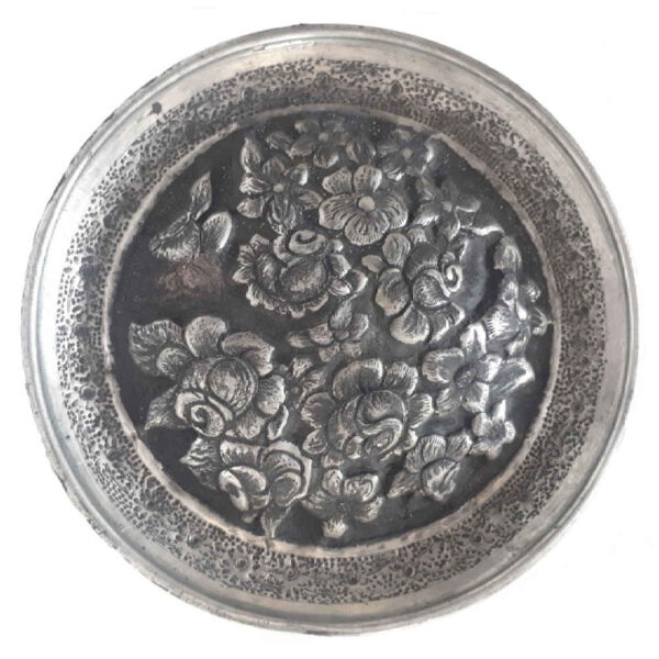 Persian Decorative Copper Engraved Wall Plate Rose Flower