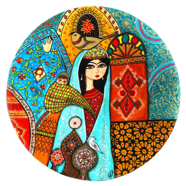 Persian Decorative Pottery Wall Plate Hand-Painted Mehr