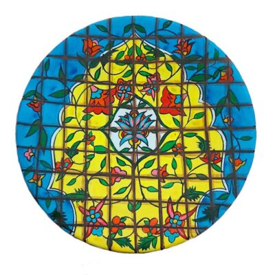 Decorative Pottery Plate Hand-Painted Persian Turquoise