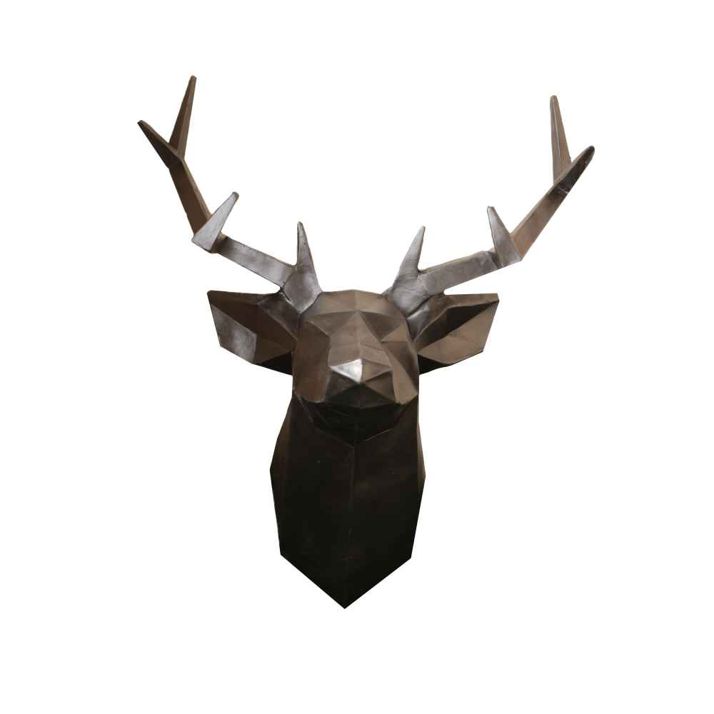 Decorative Geometric Silver Deer Cubism Figurine - Modern Art Piece