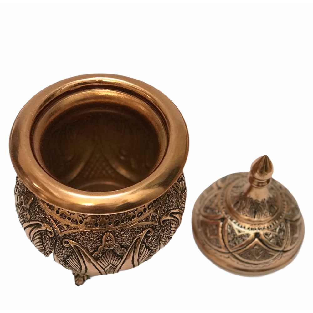 Handcrafted Persian Engraved Copper Sugar Bowl Atash