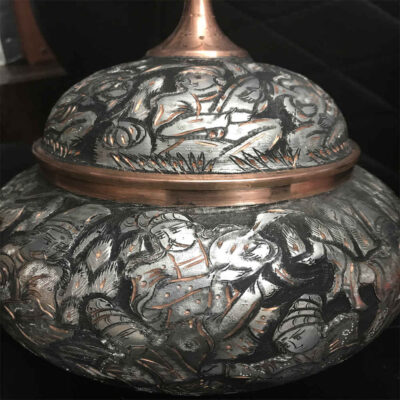 Handcrafted Persian Engraved Copper Sugar Bowl Bazm