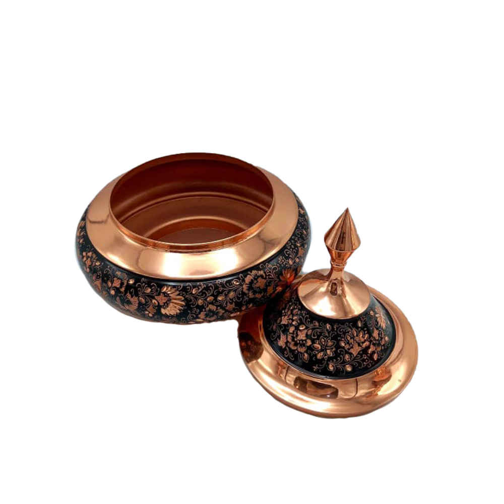 Handcrafted Persian Engraved Copper Sugar Bowl Emad