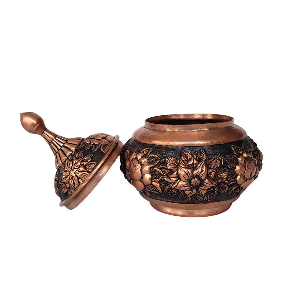 Handcrafted Persian Engraved Copper Sugar Bowl Homa