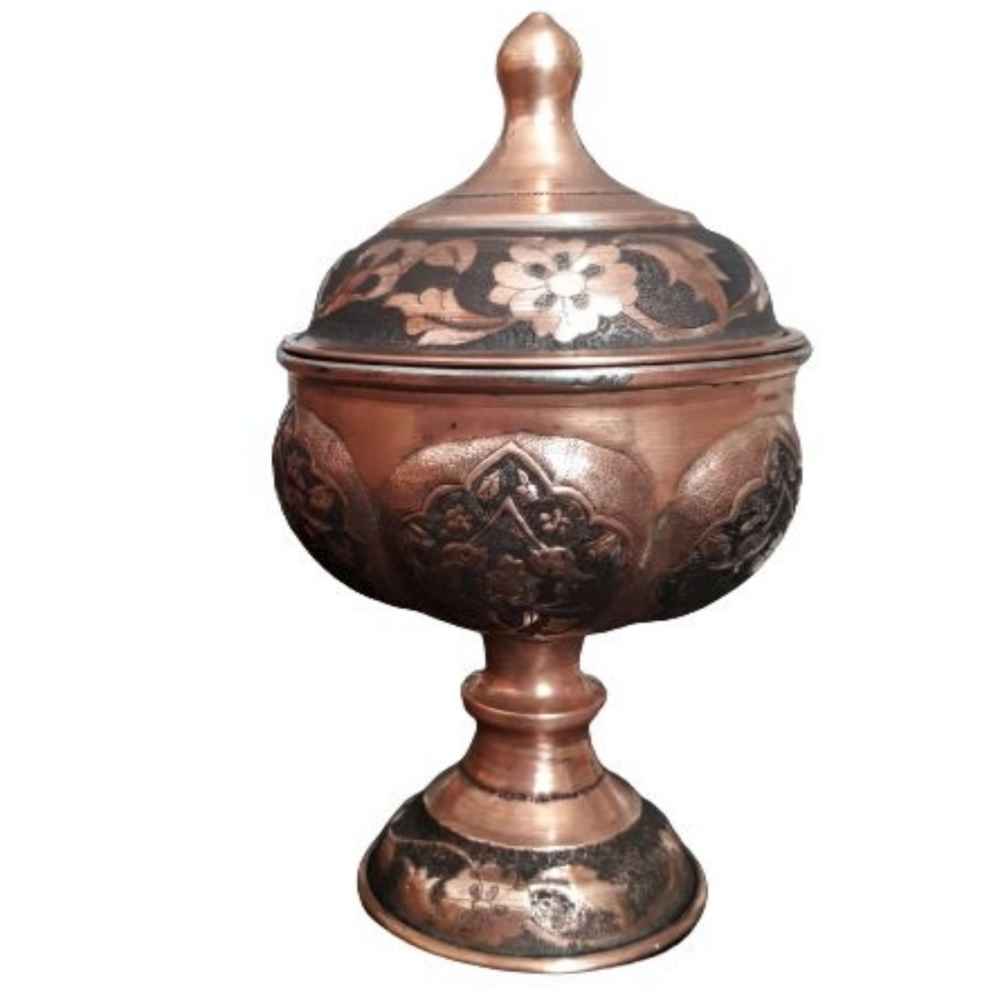 Handcrafted Persian Engraved Copper Sugar Bowl Pars