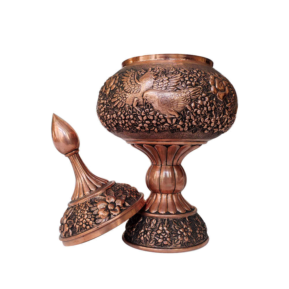 Handcrafted Persian Engraved Copper Sugar Bowl Parseh