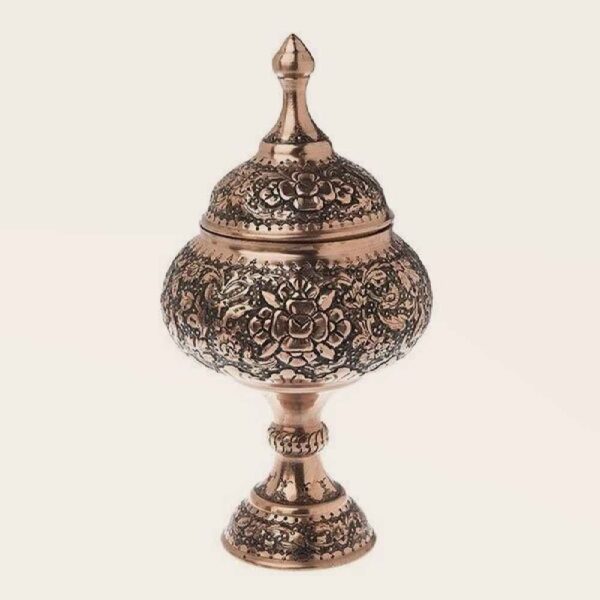 Handcrafted Persian Engraved Copper Sugar Bowl Raha