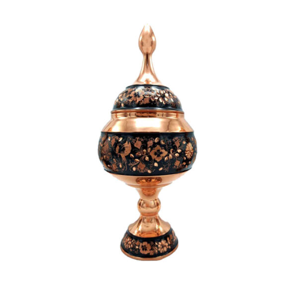Handcrafted Persian Engraved Copper Sugar Bowl Simorgh