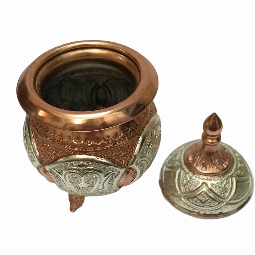 Handcrafted Persian Engraved Copper Sugar Bowl Tima