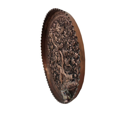 Decorative Copper Tray Hand-Engraved with Persian Artisanal Ahoo