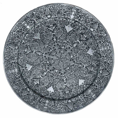 Decorative Copper Tray Hand-Engraved with Persian Artisanal Eslimi