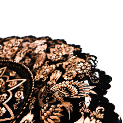 Decorative Copper Tray Hand-Engraved with Persian Artisanal Honar