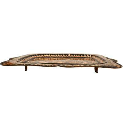 Decorative Copper Tray Hand-Engraved with Persian Artisanal Rectangle
