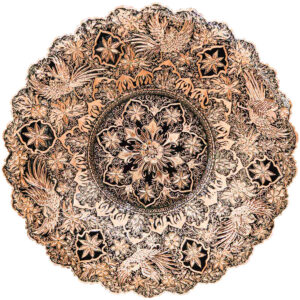 Engraved Persian Decorative Copper Tray Shokoh