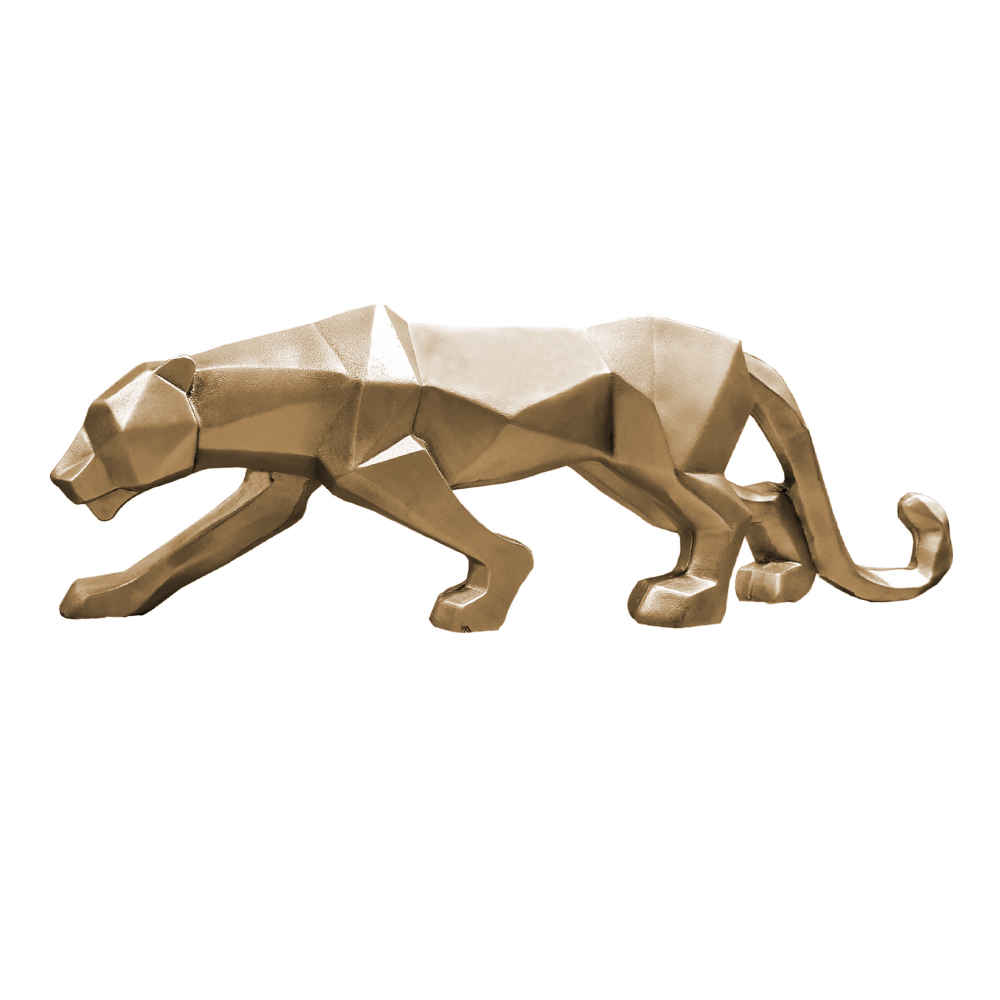 Geometric Golden Tiger Cubism Figurine - Artistic Sculpture