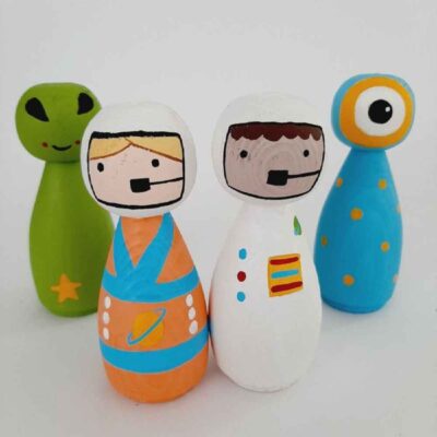 Handmade Wooden Peg Dolls – Astronauts | Space-Themed Wooden Toys