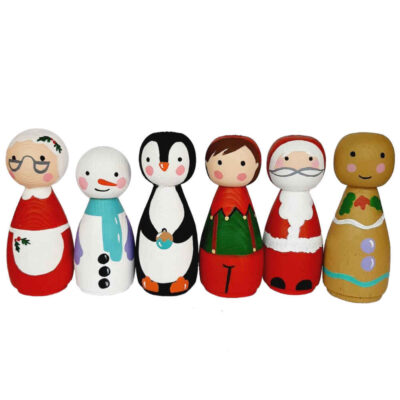 Handmade Wooden Peg Dolls – Christmas 02 | Festive Wooden Characters