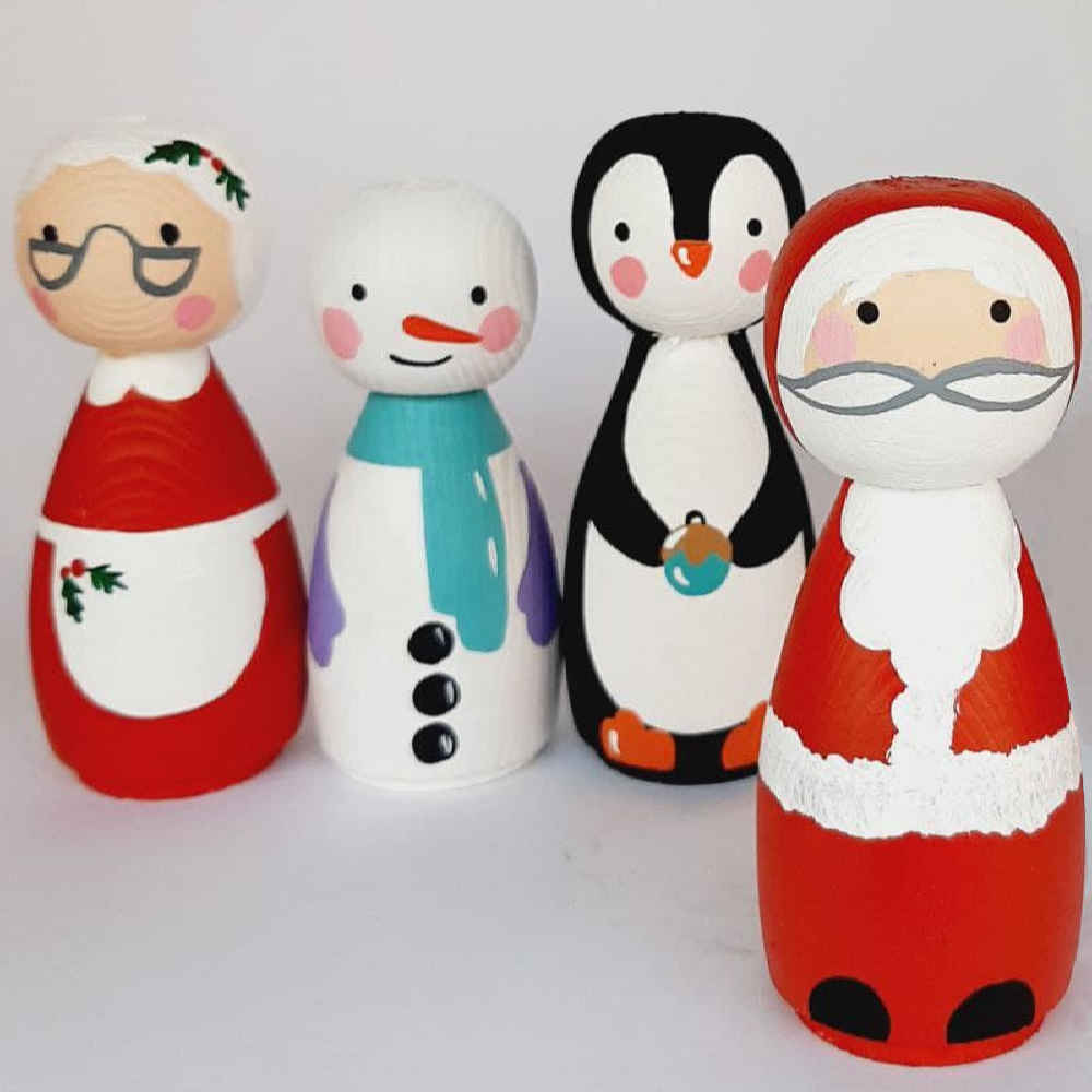 Handmade Wooden Peg Dolls – Christmas Theme | Festive Wooden Figures