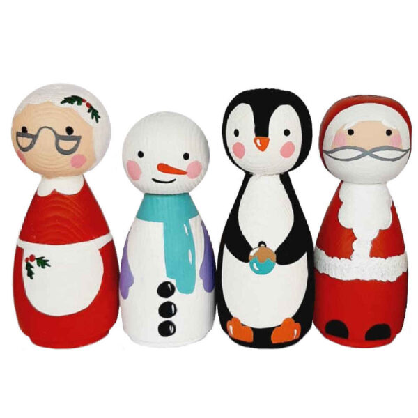 Handmade Wooden Peg Dolls - Christmas Theme | Festive Wooden Figures