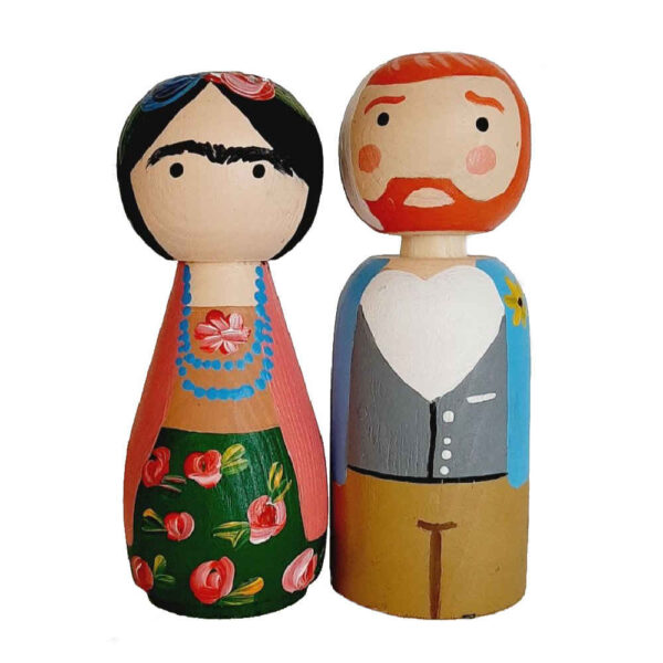 Handmade Wooden Peg Dolls - Frida Kahlo | Artistic Wooden Figurines