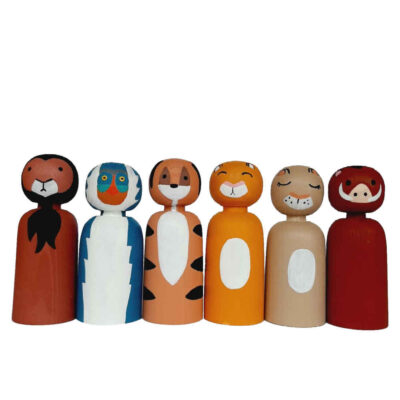 Handmade Wooden Peg Dolls – Jungle Animals | Artisan Wooden Toys
