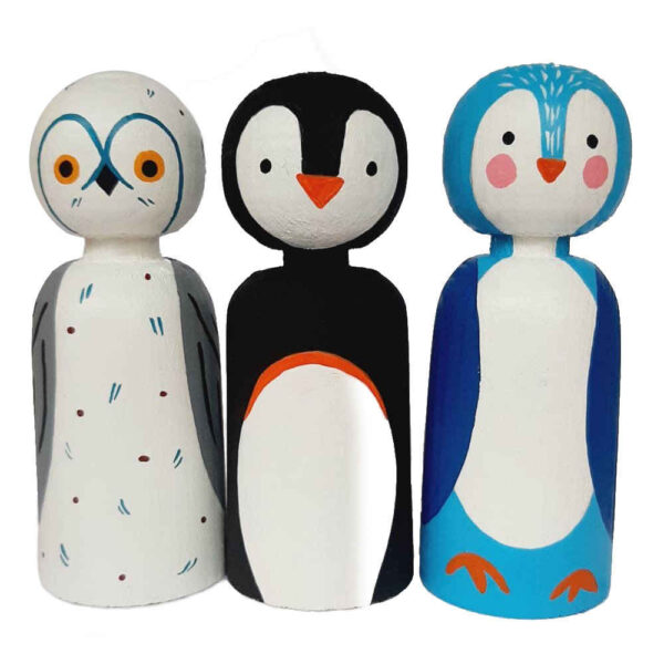 Handmade Wooden Peg Dolls - Penguins | Charming Arctic Animal Figures
